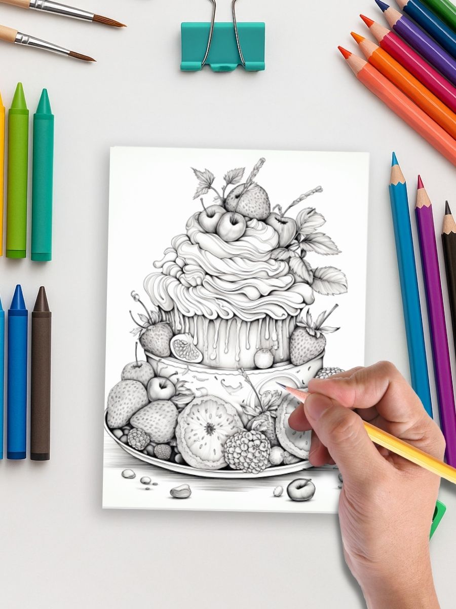 Food Fun – 200 Delicious Food-Themed Coloring Pages - Image 4